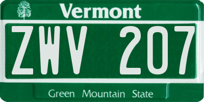 VT license plate ZWV207