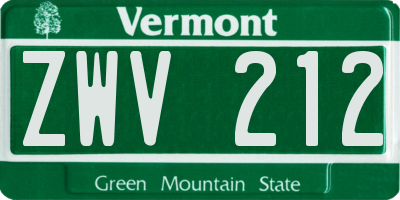 VT license plate ZWV212