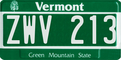 VT license plate ZWV213
