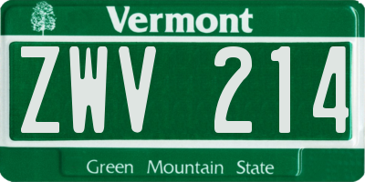 VT license plate ZWV214