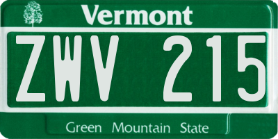 VT license plate ZWV215