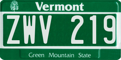 VT license plate ZWV219