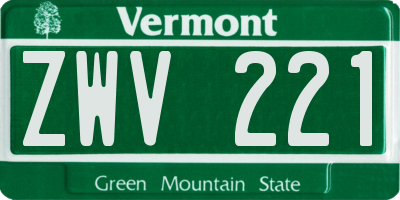 VT license plate ZWV221