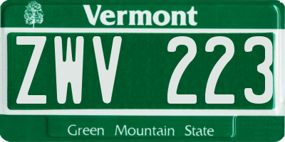VT license plate ZWV223