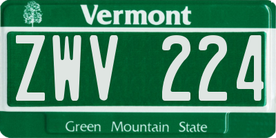 VT license plate ZWV224