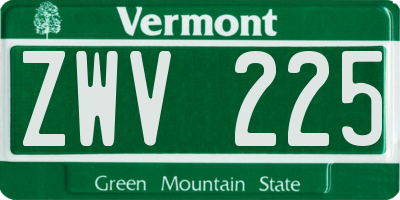 VT license plate ZWV225