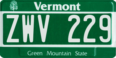 VT license plate ZWV229