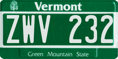 VT license plate ZWV232