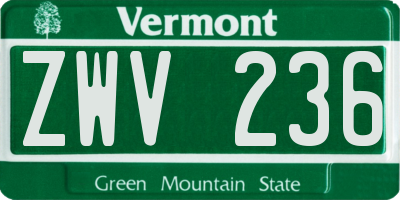 VT license plate ZWV236