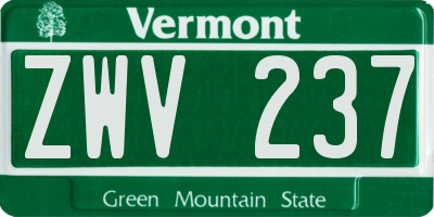 VT license plate ZWV237
