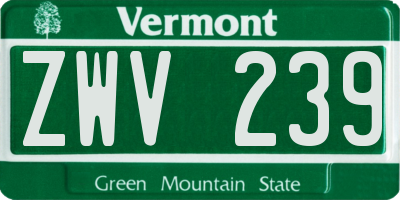 VT license plate ZWV239