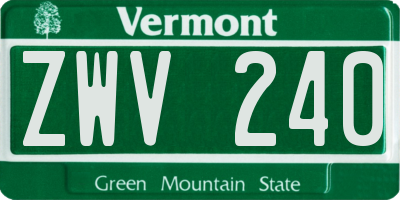 VT license plate ZWV240
