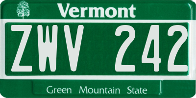 VT license plate ZWV242