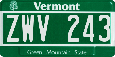 VT license plate ZWV243