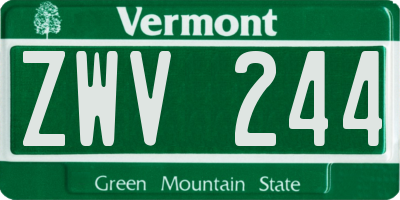 VT license plate ZWV244