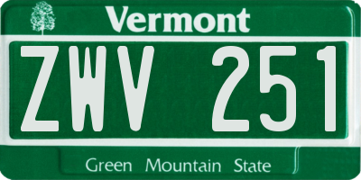 VT license plate ZWV251