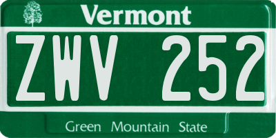 VT license plate ZWV252