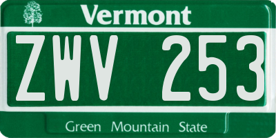VT license plate ZWV253