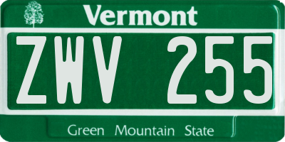 VT license plate ZWV255