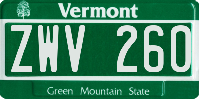 VT license plate ZWV260
