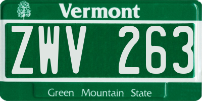 VT license plate ZWV263