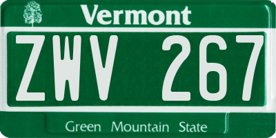 VT license plate ZWV267