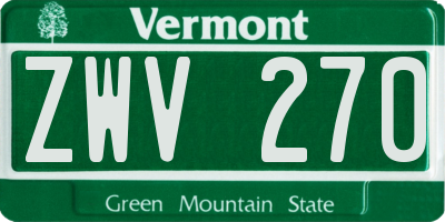 VT license plate ZWV270