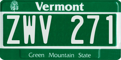 VT license plate ZWV271