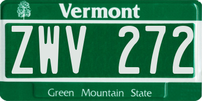 VT license plate ZWV272