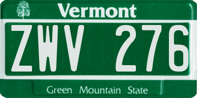 VT license plate ZWV276