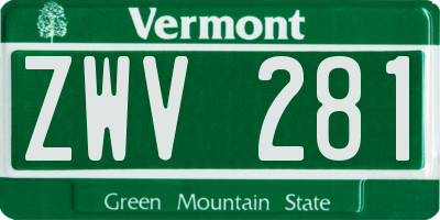 VT license plate ZWV281