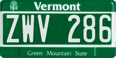 VT license plate ZWV286