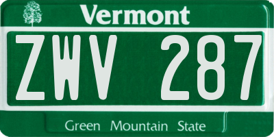 VT license plate ZWV287