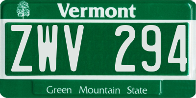VT license plate ZWV294