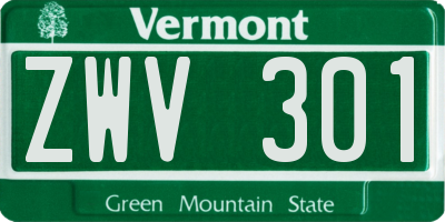 VT license plate ZWV301