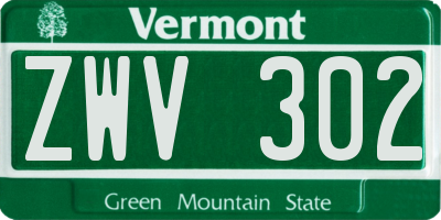 VT license plate ZWV302
