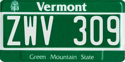 VT license plate ZWV309