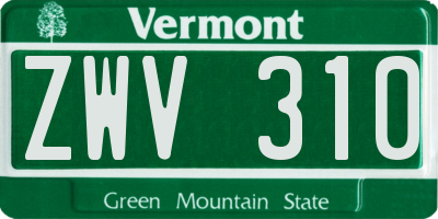 VT license plate ZWV310