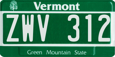 VT license plate ZWV312