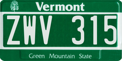 VT license plate ZWV315