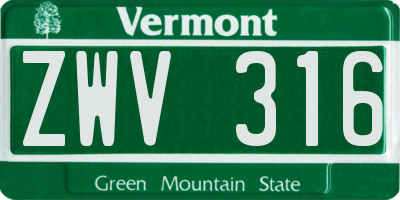 VT license plate ZWV316