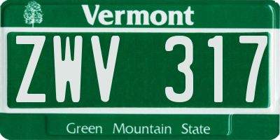 VT license plate ZWV317