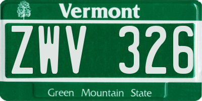 VT license plate ZWV326