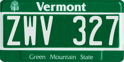 VT license plate ZWV327