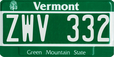 VT license plate ZWV332