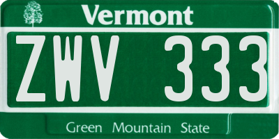 VT license plate ZWV333