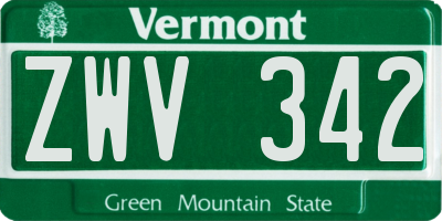 VT license plate ZWV342