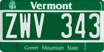 VT license plate ZWV343