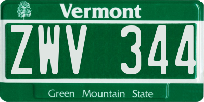 VT license plate ZWV344