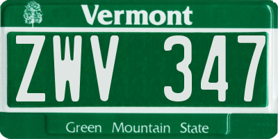 VT license plate ZWV347